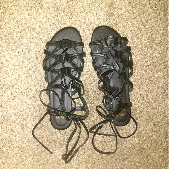 Faded Glory Shoes - Gladiator Sandals Slides Black Shoes